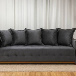 Sofá Cama Casal 4 Lugares e 5 Almofadas Caribe Tecido Veludo 210cm - Cinza Sofá Cama Casal 4 Lugares e 5 Almofadas Caribe Tecido Veludo 210cm - Cinza