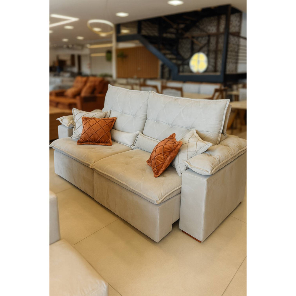 Sofá Miami Retrátil Reclinável 1,80 - Bege 