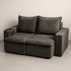 Sofá Retrátil Dubai 184 cm - Liso Marrom Sofá Retrátil Dubai 184 cm - Liso Marrom
