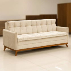 Sofá Cama Sofia Reclinável 2m - Bege  Sofá Cama Sofia Reclinável 2m - Bege