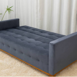 Sofá Cama Casal 4 Lugares e 5 Almofadas Caribe Tecido Veludo 210cm - Cinza Sofá Cama Casal 4 Lugares e 5 Almofadas Caribe Tecido Veludo 210cm - Cinza