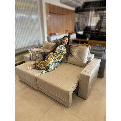 Sofá Pop Retrátil 2 m - Veludo Bege 5006 Sofá Pop Retrátil 2 m - Veludo Bege 5006