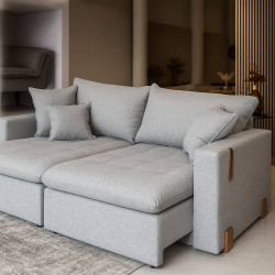 Sofá Cama Zeus retrátil e reclinável  Linho - Cinza Sofá Cama Zeus retrátil e reclinável  Linho - Cinza