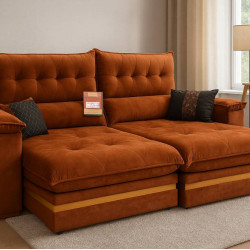 Sofá Colombia Retrátil Reclinável 2,50 - Terracota