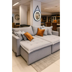 Sofá Cama Vogue Retrátil e Reclinável 2,20 m - Innove Estofados- Linho Cinza Sofá Cama Vogue Retrátil e Reclinável 2,20 m - Innove Estofados- Linho Cinza