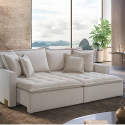Sofá Cama Vogue Retrátil e Reclinável 2,20 m - Innove Estofados - Linho Bege Sofá Cama Vogue Retrátil e Reclinável 2,20 m - Innove Estofados - Linho Bege