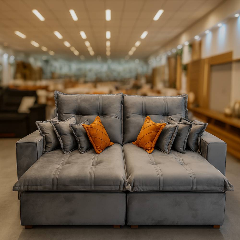 Sofá Ferrara Retrátil Reclinável 2,50 - Cinza