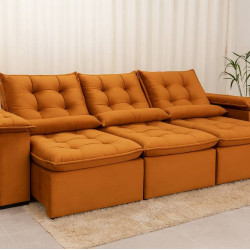 Sofá Retrátil Reclinável Grécia 2.70m - Veludo Terracota Sofá Retrátil Reclinável Grécia 2.70m - Veludo Terracota