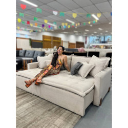 Sofá Cama Vogue Retrátil e Reclinável 2 m - Innove Estofados - Linho Bege Sofá Cama Vogue Retrátil e Reclinável 2 m - Innove Estofados - Linho Bege