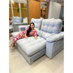 Sofá do Patrão Retrátil e Reclinável 2,30m – Molas Ensacadas - Prata 109