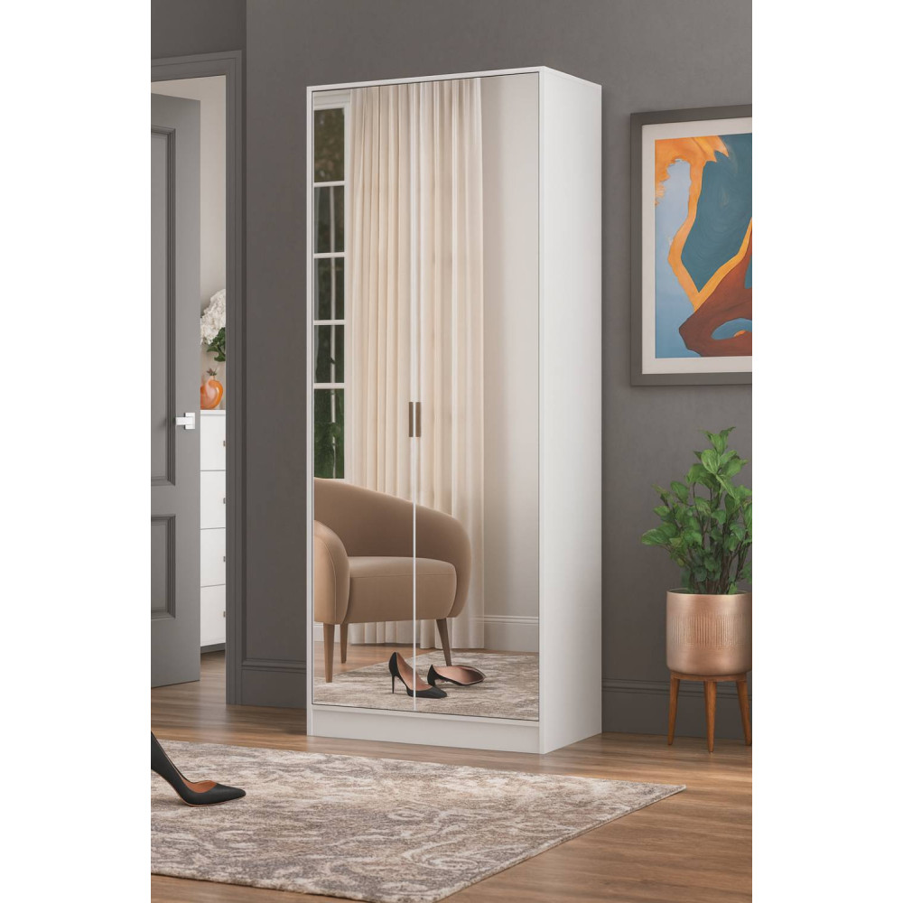 Sapateira Grife c/ 2 Porta Espelhada 1 Gaveta - Branco 