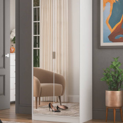 Sapateira Grife c/ 2 Porta Espelhada 1 Gaveta - Branco  Sapateira Grife c/ 2 Porta Espelhada 1 Gaveta - Branco