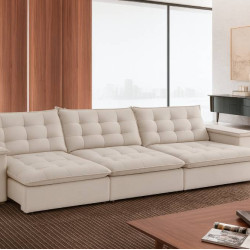 Sofá Niger Retrátil e Reclinável 3,10m - Bege