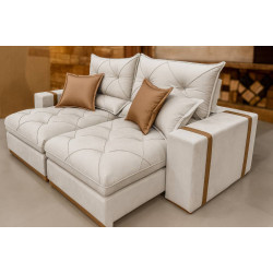 Sofá Gran Bello Retrátil Reclinável 2,50 m - Veludo Bege