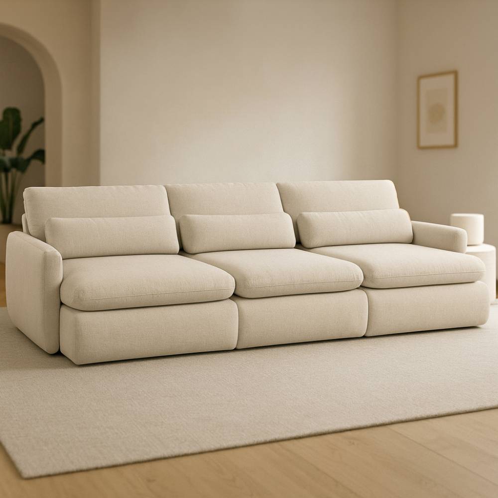 Sofá Cama Retrátil Amaranto 3m- Linho Bege