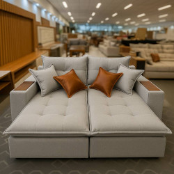 Sofá Chandon Retrátil Reclinável 2,56 - Linho Grafite