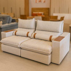 Sofá Retrátil e Reclinável Chanel confort 2,30m - Linho Bege