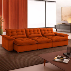 Sofá Niger Retrátil e Reclinável 3,10m - Terracota