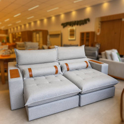 Sofá Retrátil e Reclinável Chanel confort 2,30m - Linho Cinza