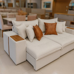 Sofá Chandon Retrátil Reclinável 2,56 - Linho Bege