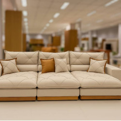 Sofá Gran Bello Retrátil Reclinável 3,20 - Linho Bege