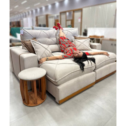 Sofá Gran Bello Retrátil Reclinável 2,30 - Linho Bege 