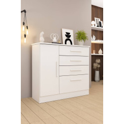 Cômoda Chicago C/ Sapateira 4 Gavetas com 1 Porta Tcil Móveis - Neve