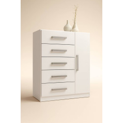 Cômoda Corais 5 Gavetas 1 Porta - Branco