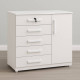 Cômoda Vitória c/ 5 Gavetas e 1 Porta e Chave - Branco