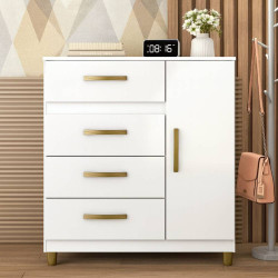 Cômoda Leme C/ Sapateira 4 Gavetas com 1 Porta - Branco Cômoda Leme C/ Sapateira 4 Gavetas com 1 Porta - Branco