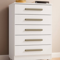 Cômoda Paola com 5 Gavetas - Branco  Cômoda Paola com 5 Gavetas - Branco