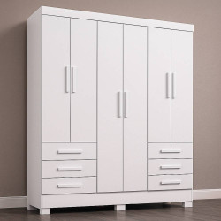 Guarda Roupa Casal Paris 6 Portas 6 Gavetas - Branco Guarda Roupa Casal Paris 6 Portas 6 Gavetas - Branco