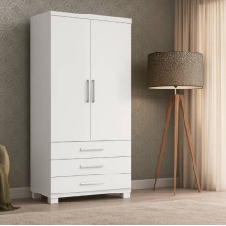 Guarda Roupa Floripa Solteiro 2 Portas 3 Gavetas Rud Rack - Branco