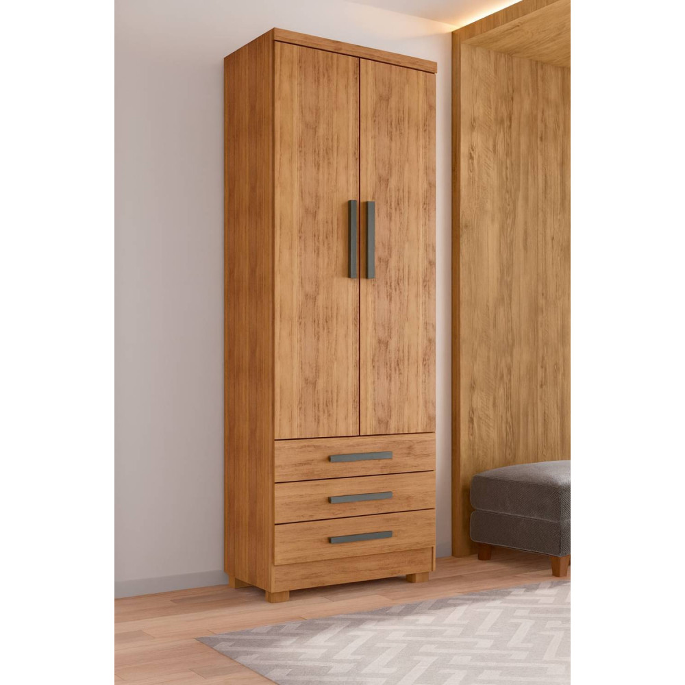 Guarda Roupa Floripa Solteiro 2 Portas 3 Gavetas Rud Rack - Cedro