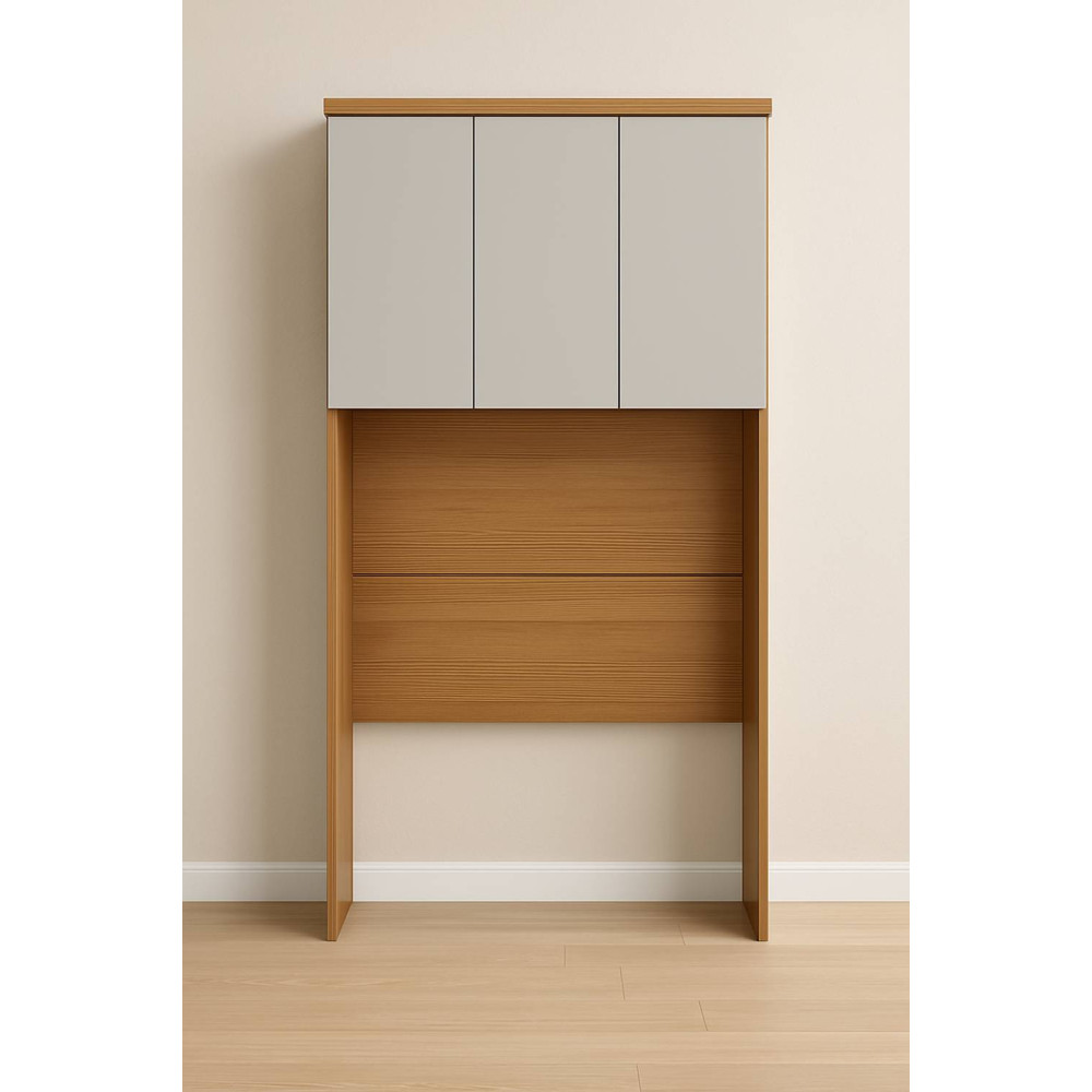 Guarda Roupa Rizon Módulo Aéreo Solteiro 3 Portas Novo Horizonte - Cinamomo/Off White