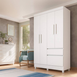 Guarda Roupa Oregon c/ 4 Portas e 2 Gavetas - Neve Guarda Roupa Oregon c/ 4 Portas e 2 Gavetas - Neve