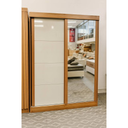 Guarda Roupa Solteiro Buzios c/ Espelho 2 Portas c/ 2 Gavetas - Nature/Off White 