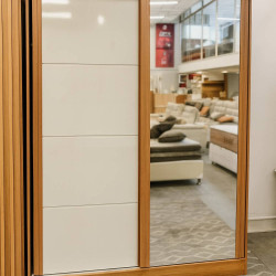 Guarda Roupa Solteiro Buzios c/ Espelho 2 Portas c/ 2 Gavetas - Nature/Off White 