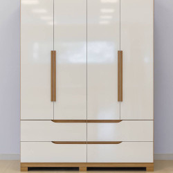 Guarda Roupa Solteiro Doble 4 Portas 4 Gavetas - Cinamomo/Off White