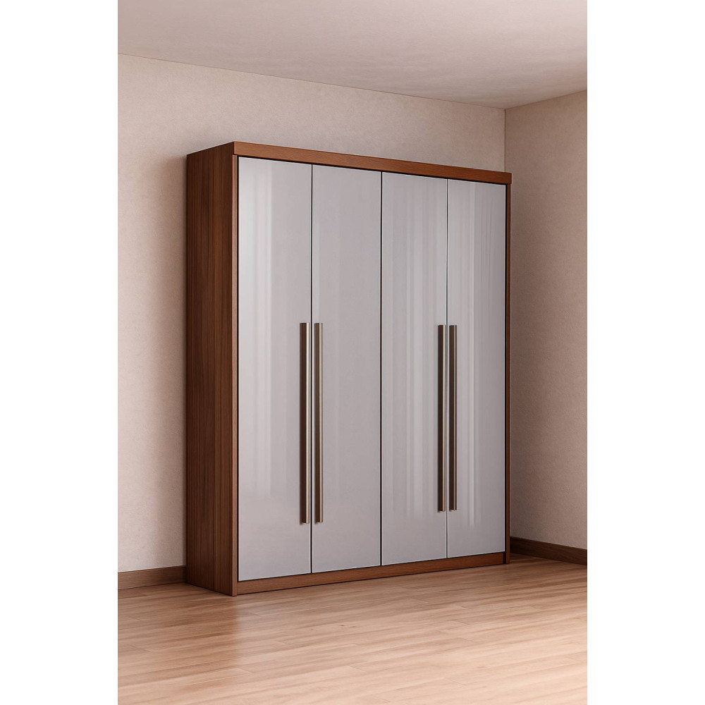 Guarda Roupa Hawai c/ 4 Portas e 2 Gavetas - Naturalle / Off White