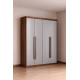 Guarda Roupa Hawai c/ 4 Portas e 2 Gavetas - Naturalle / Off White