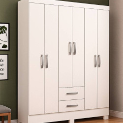 Guarda Roupa Casal Natal 6 Portas 2 Gavetas - Branco