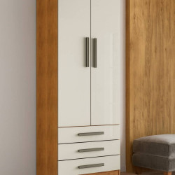 Guarda Roupa Floripa Solteiro 2 Portas 3 Gavetas Rud Rack - Cedro /Off white Guarda Roupa Floripa Solteiro 2 Portas 3 Gavetas Rud Rack - Cedro /Off white