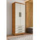 Guarda Roupa Floripa Solteiro 2 Portas 3 Gavetas Rud Rack - Cedro /Off white