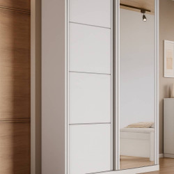 Guarda Roupa Solteiro Buzios c/ Espelho 2 Portas c/ 2 Gavetas - Branco