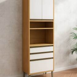 Paneleiro Micro c/ 3 portas 70cm Tempranillo - Amendoa/Off White 