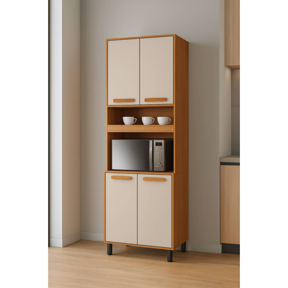 Paneleiro Torre quente Napoles 70cm 1 forno 4 portas - Cinamomo/Off White