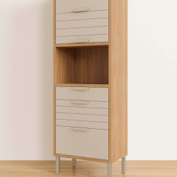 Paneleiro Torre Quente Eloise 70cm Basculante c/ 1 Forno 3 portas 2 Gavetas - Freijó/ Off White  Paneleiro Torre Quente Eloise 70cm Basculante c/ 1 Forno 3 portas 2 Gavetas - Freijó/ Off White