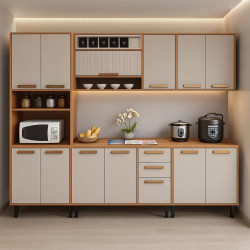 Armário Cozinha Napoles c/ 5 Peças - Cinamomo/Off White Armário Cozinha Napoles c/ 5 Peças - Cinamomo/Off White