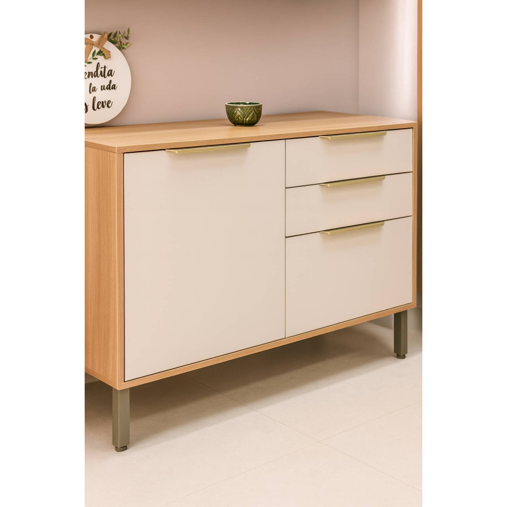 Balcão Divina 2 Gavetas e 2 Portas 120cm - Cinamomo/Off White
